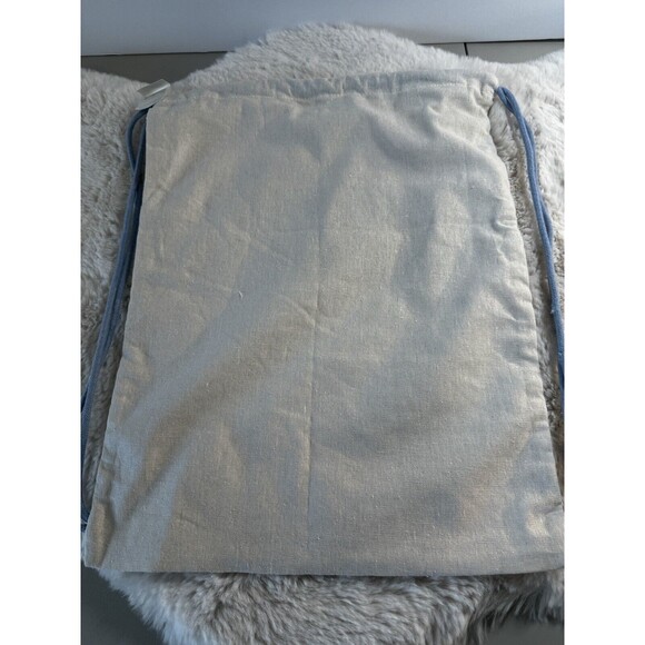 TOMS cinch Sack Sak  backpack bag Fabric Logo Lightweight New Tag Blue Ivory - Picture 4 of 5
